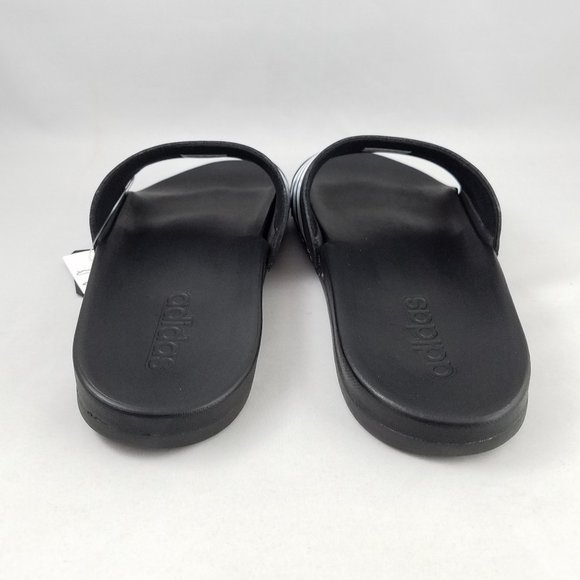 NEW Sz Men 6-13 | Women 7-14 Adidas Comfort Slides in Black with White Stripes - Picture 5 of 10